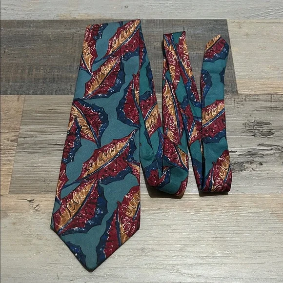CHRISTIAN DIOR MENS TIE Green Blue BROWN, RED 3.75 X 57 Career Office Business - Picture 1 of 9